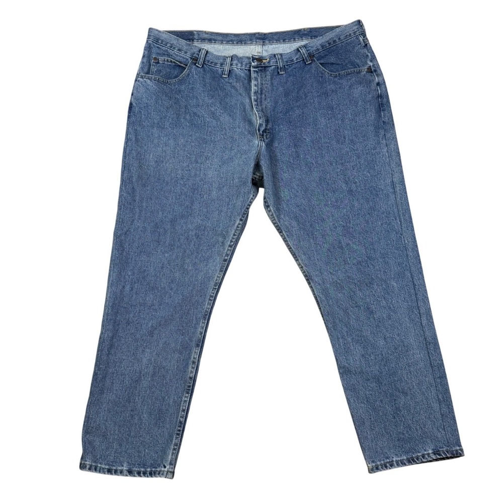Wrangler 5 Star Mens Jeans 44x29 Blue Denim Pants Relaxed Casual Workwear Cowboy